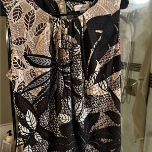 Calvin Klein Black and Cream Leaf Pattern Blouse